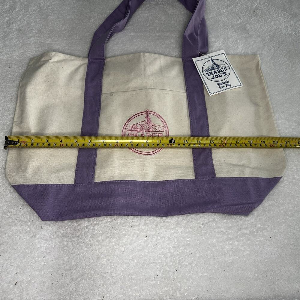 Trader Joe's Large Lavender Canvas Reusable Shopping Bag Tote - Brand New! - Picture 2 of 3